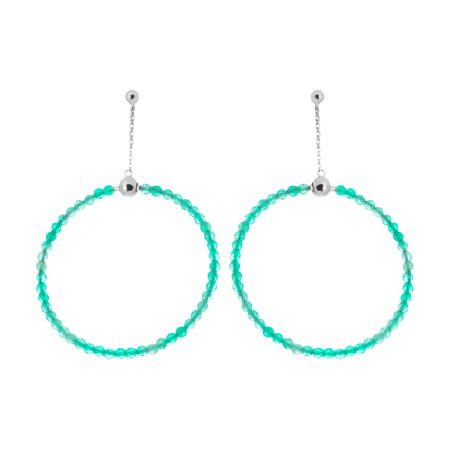 Серебряные серьги-кольца с агатом