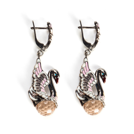 Серебряные серьги «Лебеди»