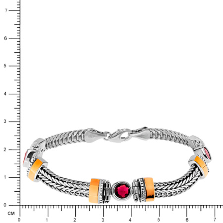 Серебряный браслет с гранатом и золотом
