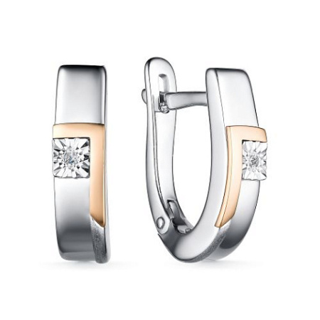 Серьги из серебра с бриллиантами в позолоте