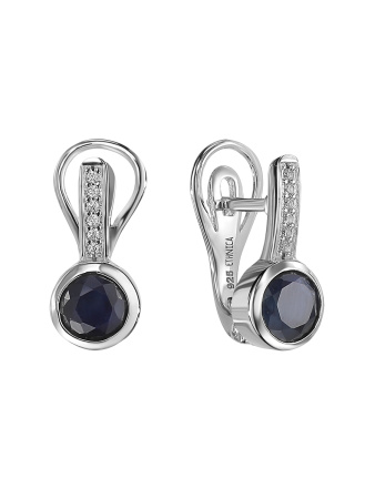 Серьги из серебра с натуральным сапфиром