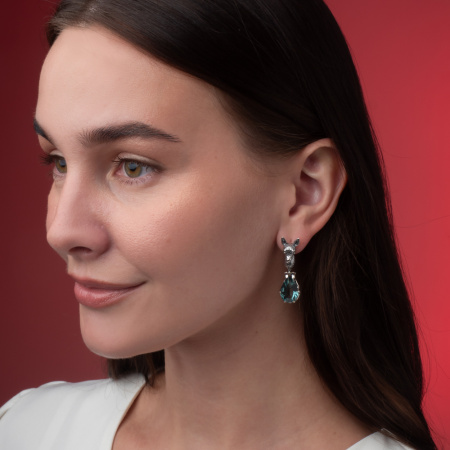 Серьги серебро 925 с перунитом Серебряное копытце