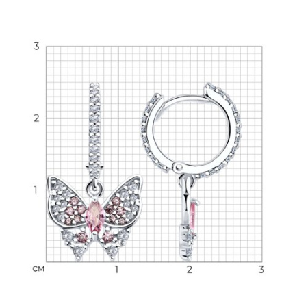 Серебряные серьги с фианитами «Бабочка»