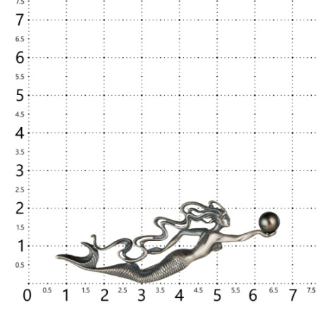 Брошь из серебра с жемчугом «Русалка»