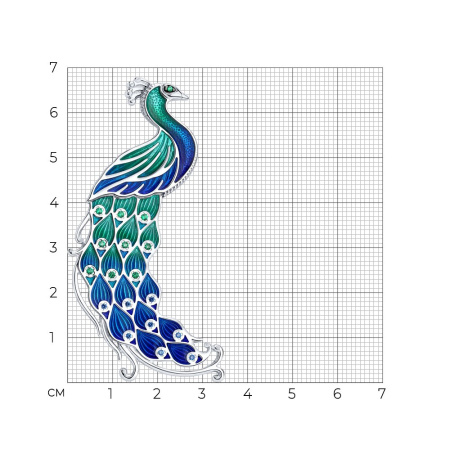 Брошь из серебра с фианитами и эмалью