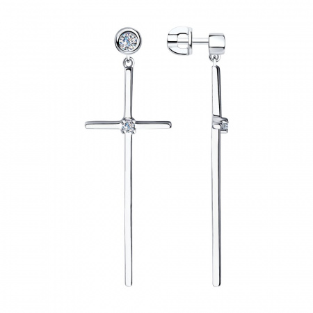 Серьги из серебра с фианитами «Крест»