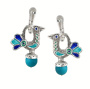 Серебряные серьги с эмалью и бирюзой «Птички»