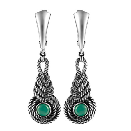 Серьги из серебра «Узел» с ониксами