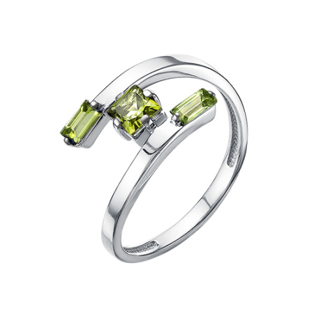 Кольцо из серебра с хризолитами