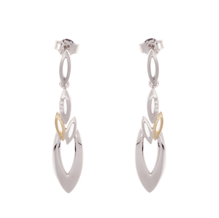 Серебряные серьги частичным матированием