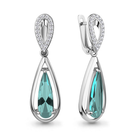 Серебряные серьги с нанотурмалинами и фианитами