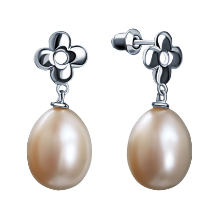 Серебряные серьги-пусеты с культивированным жемчугом