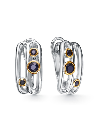 Серьги из серебра с сапфирами