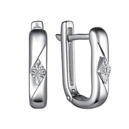 Серебряные серьги с бриллиантом