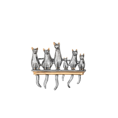 Брошь из серебра «Коты»