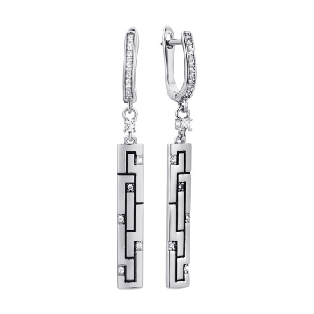 Серьги из серебра с фианитом «Лабиринт»