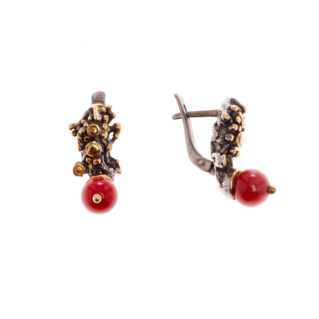Серебряные серьги с кораллом