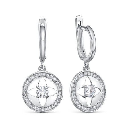 Серьги из серебра с фианитом