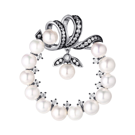 Серебряная брошь «Венец» 5 см