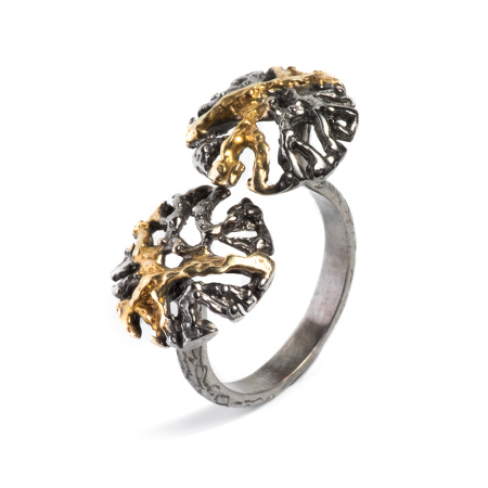 Кольцо серебряное с позолотой