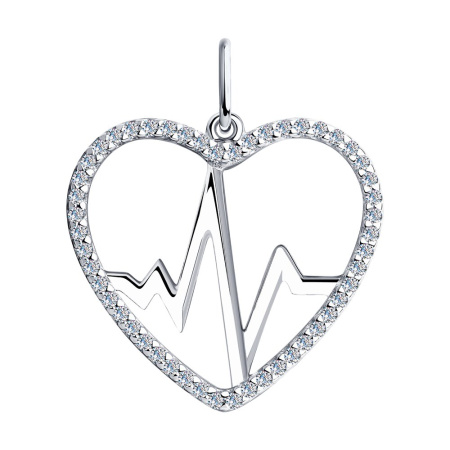 Подвеска из серебра в форме сердца с фианитами