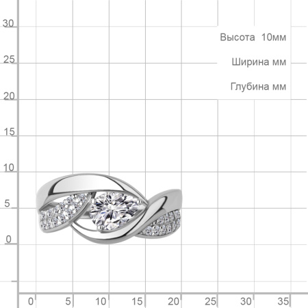 Кольцо из серебра с фианитами