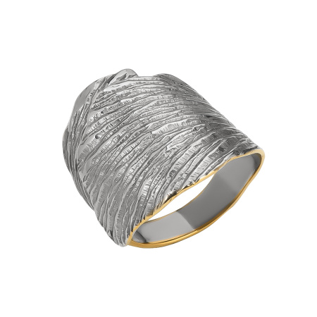 Серебряное кольцо с позолотой «Лист»