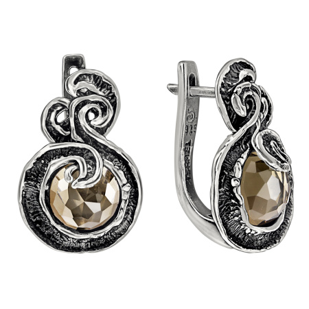 Серьги из серебра с раухтопазом