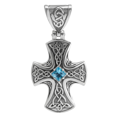 Серебряный крестик с топазом
