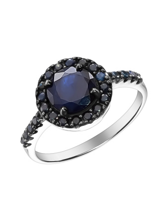 Кольцо из серебра с натуральными сапфирами