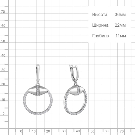 Серьги из серебра с фианитами