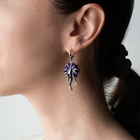 Серьги из серебра с эмалью «Балерина»