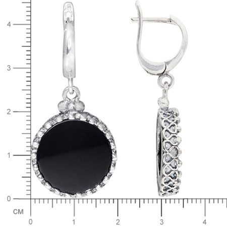 Серьги из серебра с ониксом