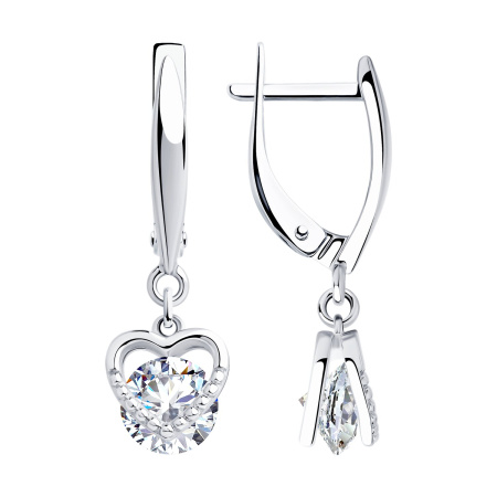 Серебряные серьги с фианитами «Сердце»