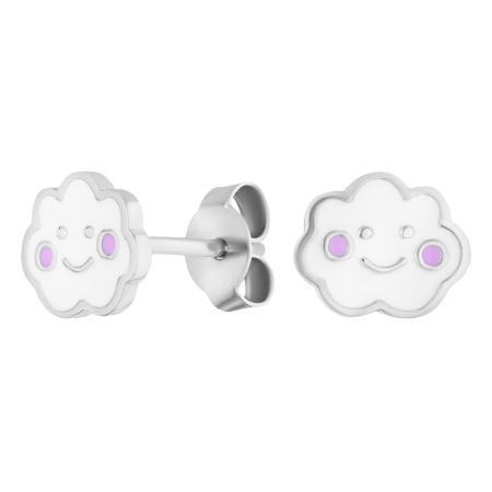 Серьги серебряные с эмалью «Тучка»