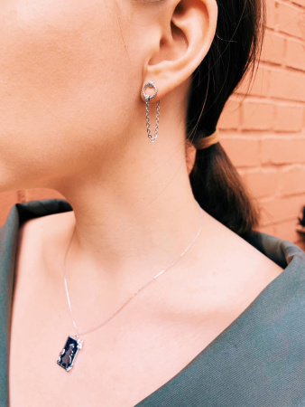 Серьги из серебра с цепочками