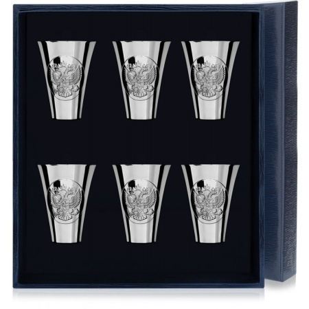 Серебряный набор стопок «Герб» - 6 предметов
