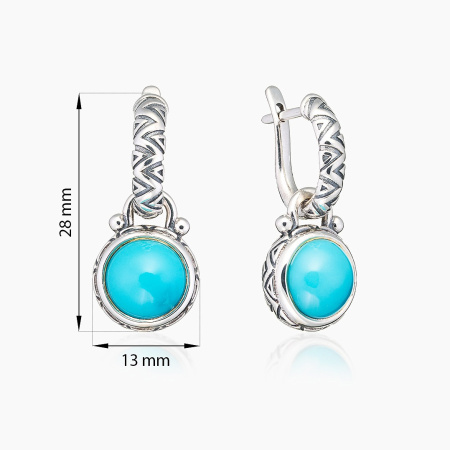 Серьги из серебра с камнем бирюза