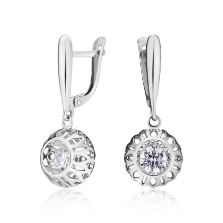 Серьги серебряные с фианитами