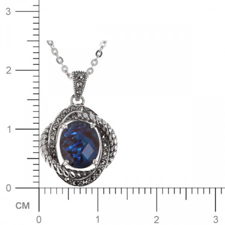 Серебряный кулон с перламутром, горным хрусталем и марказитами Swarovski