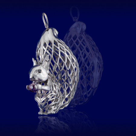 Ёлочная игрушка из серебра «Белка»