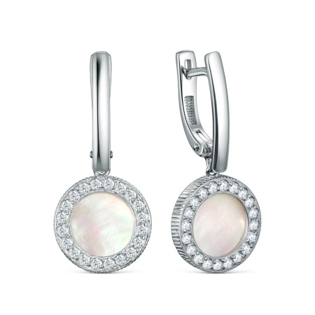 Серьги из серебра с перламутром и фианитами