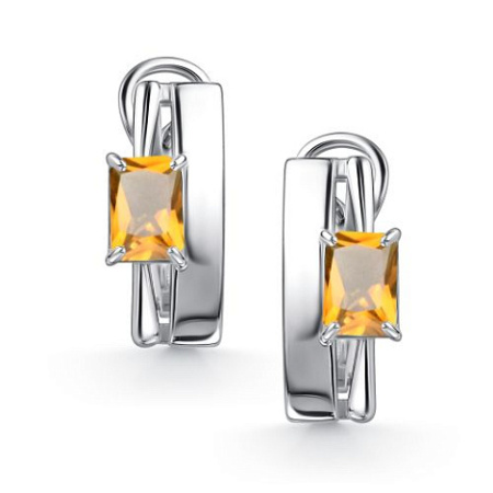 Серебряные серьги с цитрином