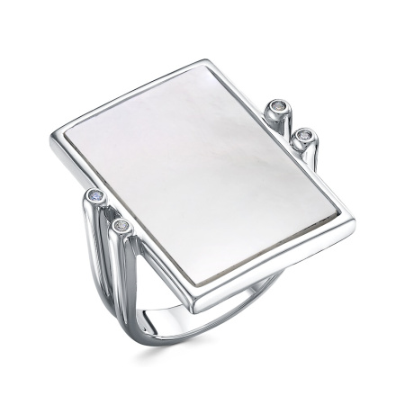 Кольцо из серебра с перламутром и фианитами