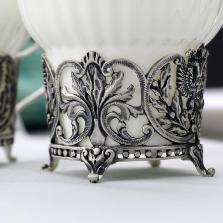 Набор чайная серебряная пара «Герб» с сахарницей