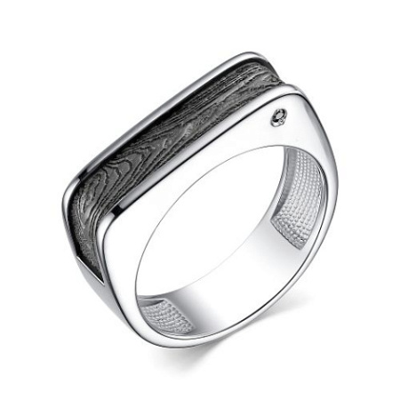 Серебряное кольцо с черным бриллиантом