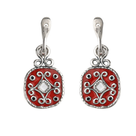 Серьги «Славянка» из серебра с эмалью