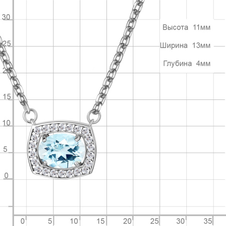 Колье из серебра с топазом и фианитами