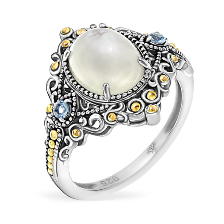 Серебряное кольцо Alexandre Vassiliev с перламутром, топазом и позолотой