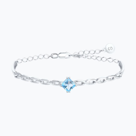 Браслет из серебра с топазом и фианитами